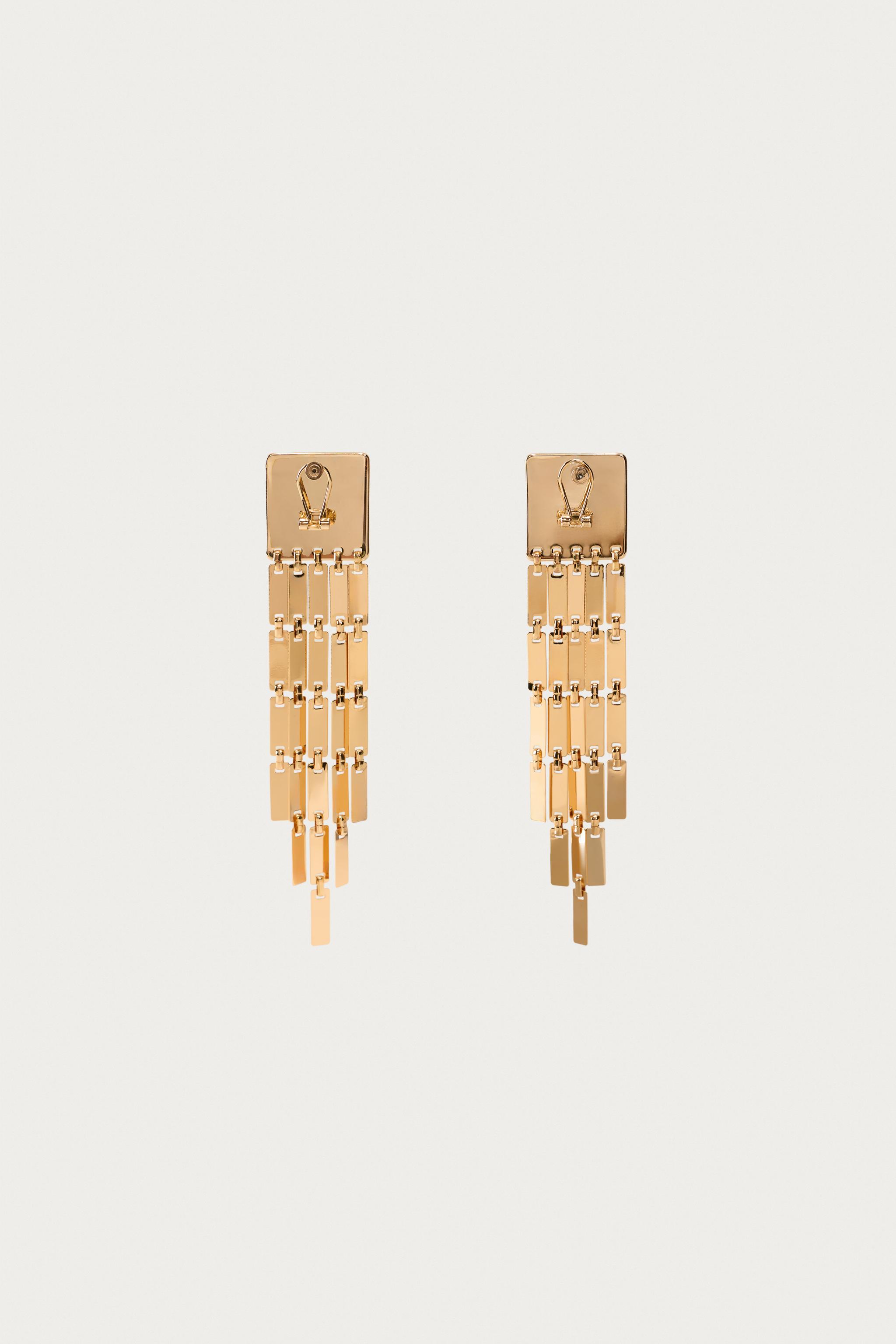 MARISA BERENSON X ZARA FRINGED SQUARE EARRINGS